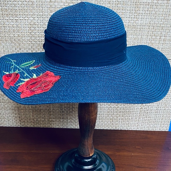 🌟3xHP🌟Glam Old Hollywood Rose Sequin Navy Hat - Picture 6 of 14
